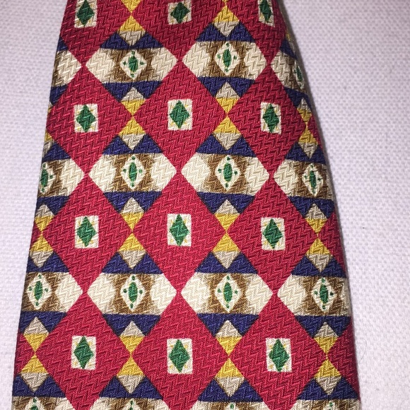 Red and Navy Blue silk tie - Picture 5 of 6